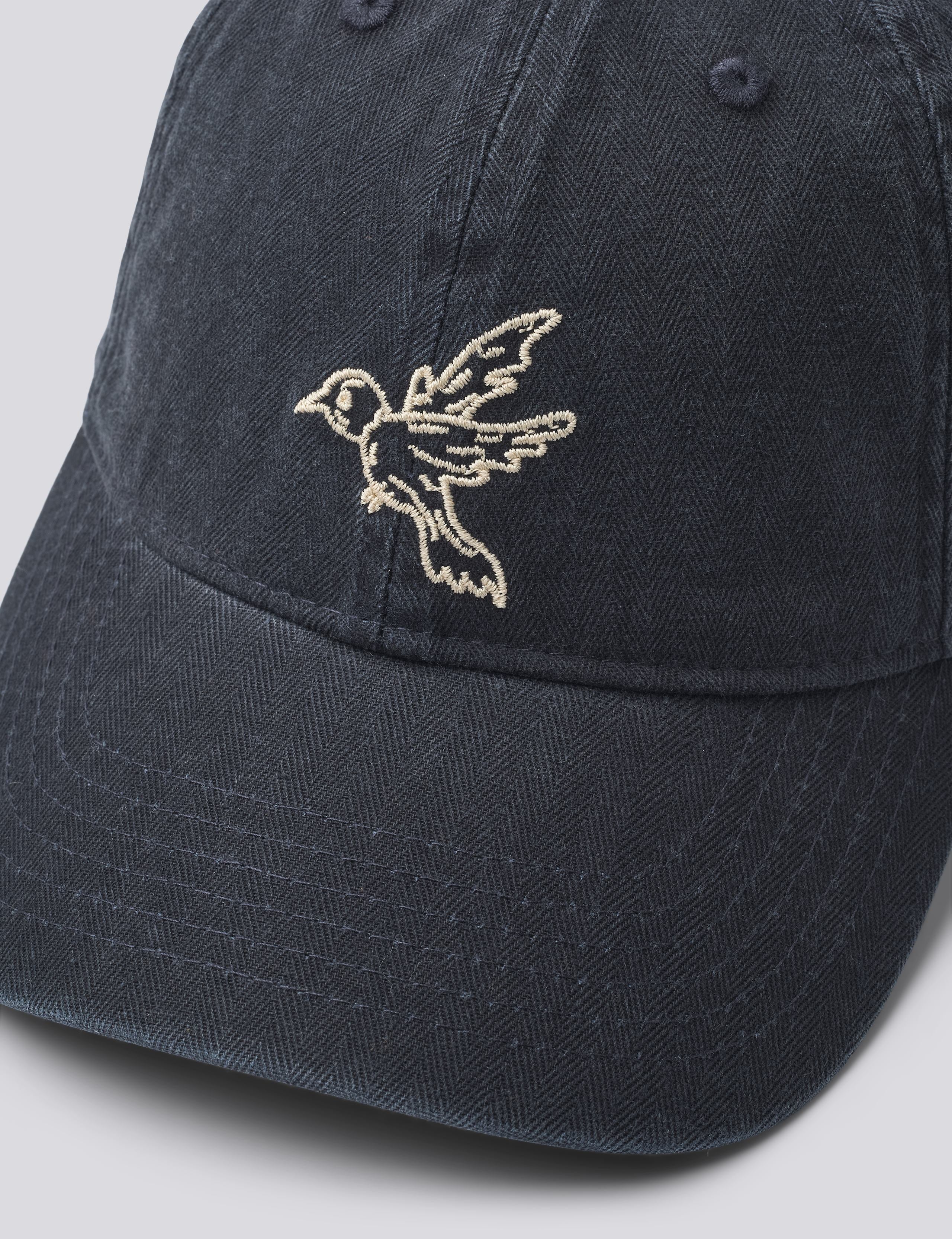 BIRD WASHED HERRINGBONE CAP - NAVY - Image 3