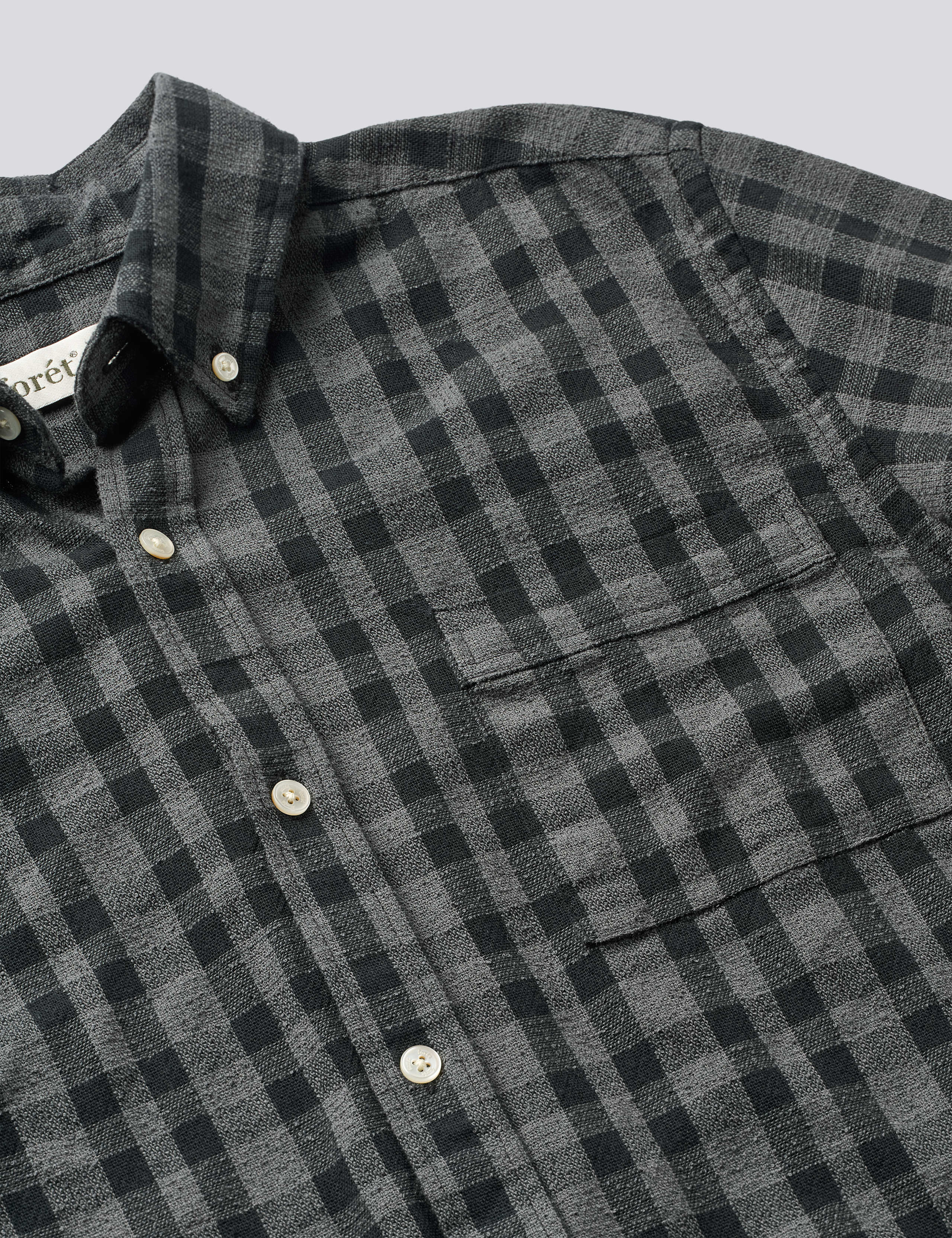 CREEK BOUCLÉ CHECK SHIRT - DARK GREY/BLACK - Image 2