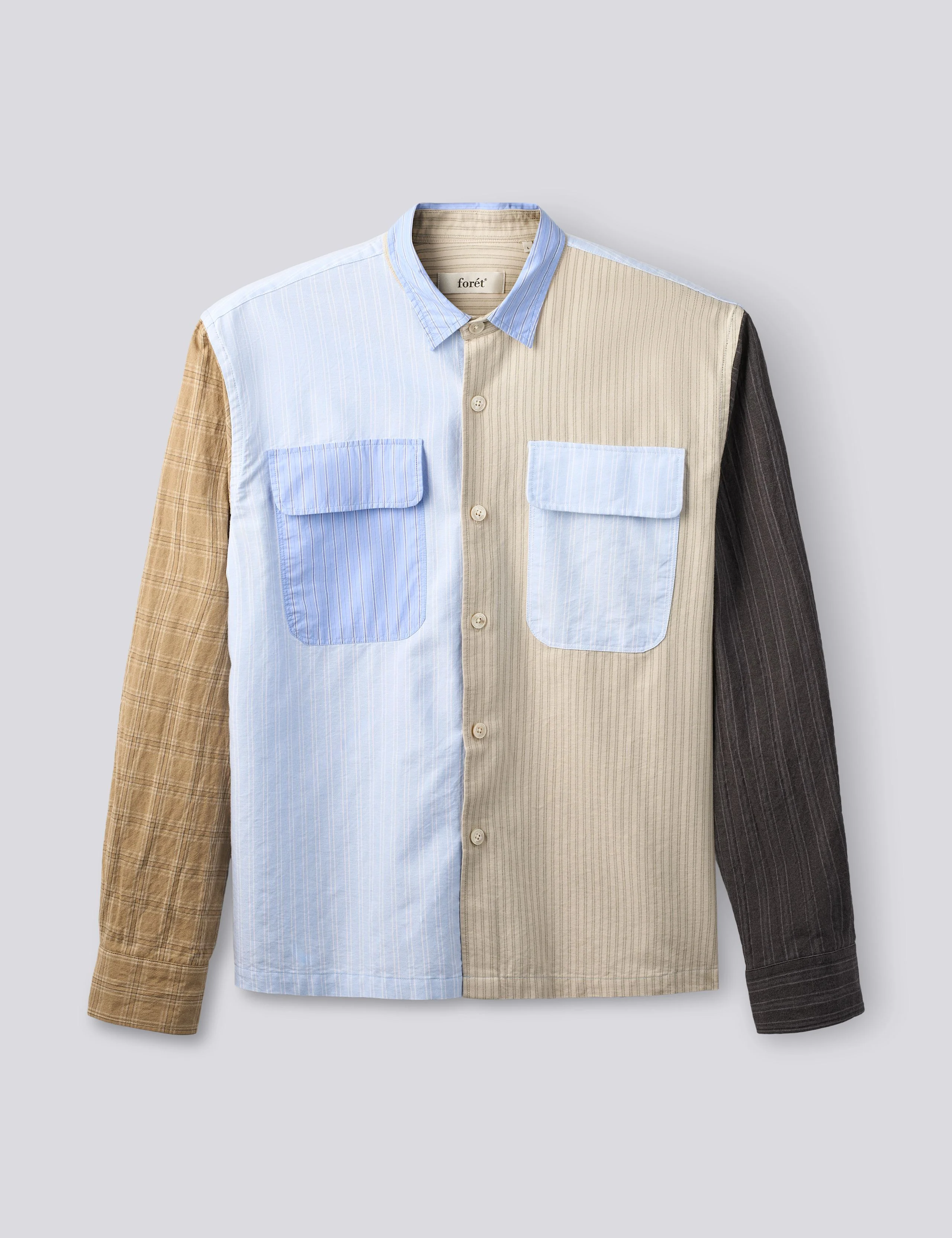 LUNAR PATCHWORK RELAXED FIT TEXTURED OVERSHIRT - PATCHWORK