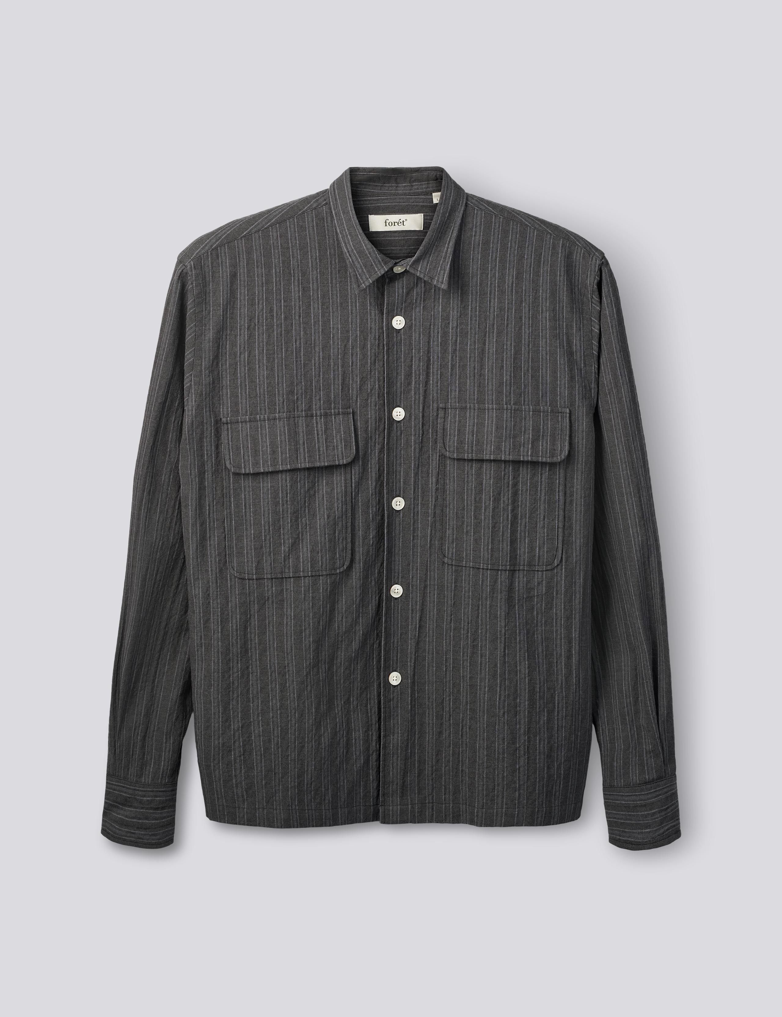 LUNAR RELAXED FIT TEXTURED OVERSHIRT - BLACK STRIPE