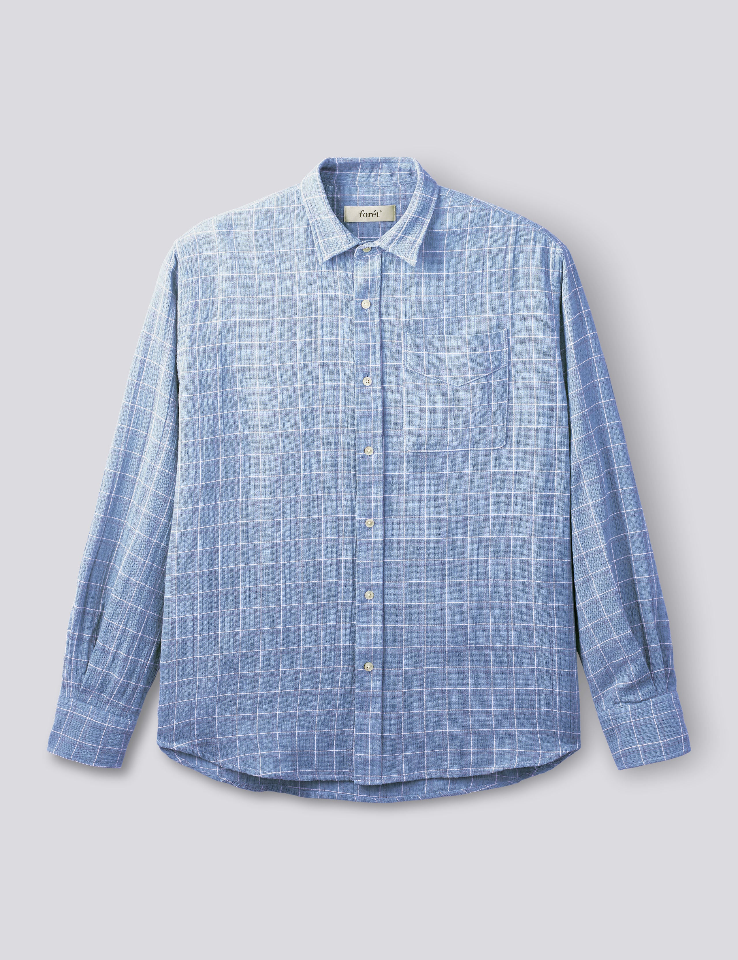SCOUT RELAXED FIT LOOSE WEAVE CHECK SHIRT - LIGHT BLUE CHECK